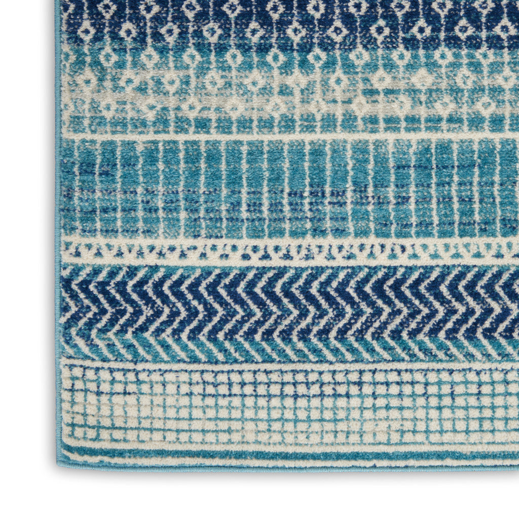 6' X 9' Navy Blue Geometric Power Loom Area Rug - Home & Garden