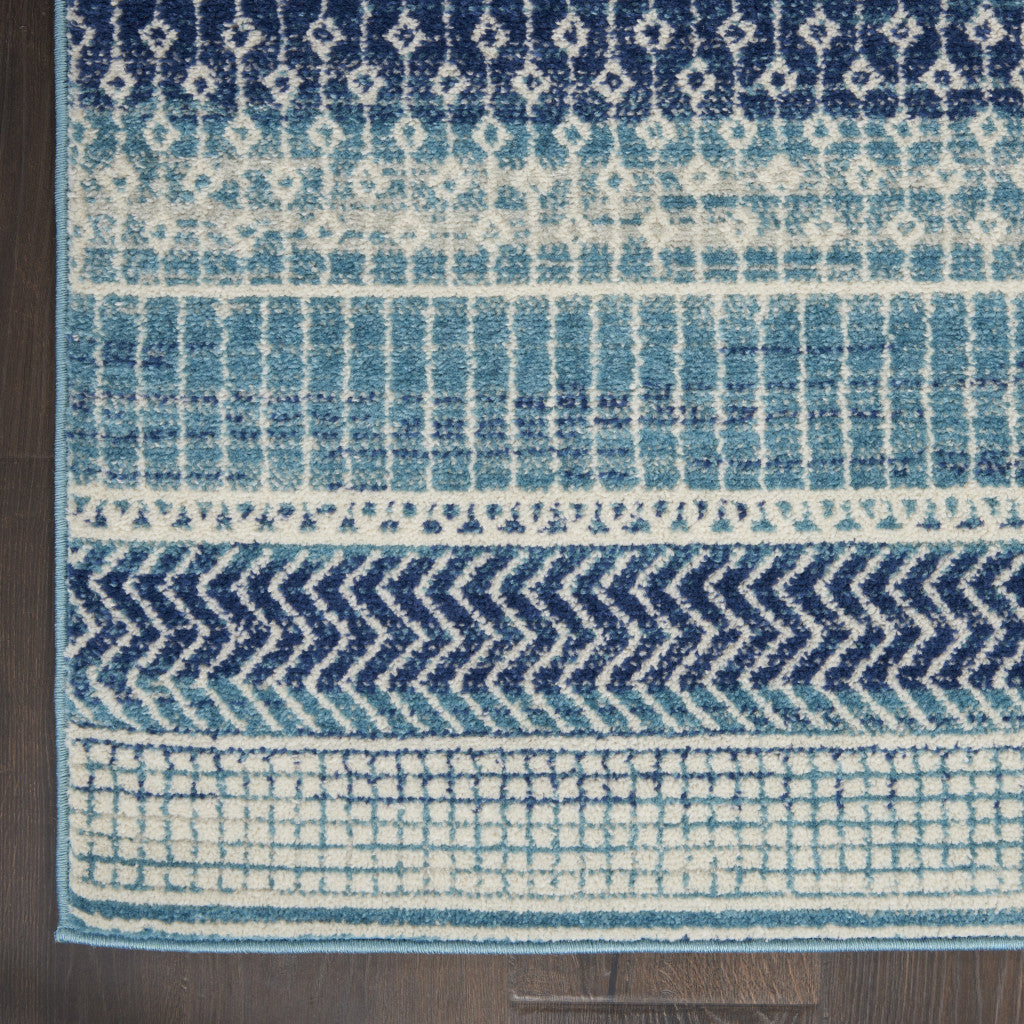 6' X 9' Navy Blue Geometric Power Loom Area Rug - Home & Garden
