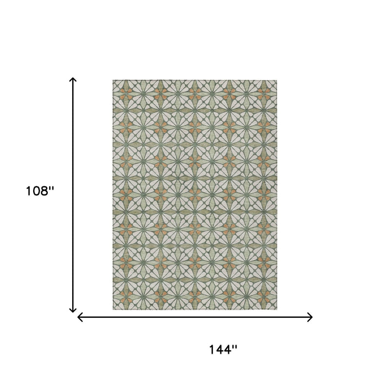 Geometric area rug dimensions diagram: 144 in wide and 108 in long