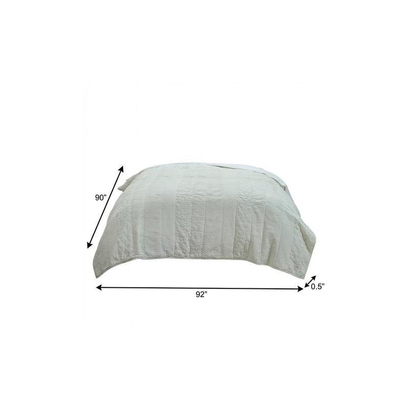 92" X 90" Ivory Striped Cotton Quilt - Bed & Bath