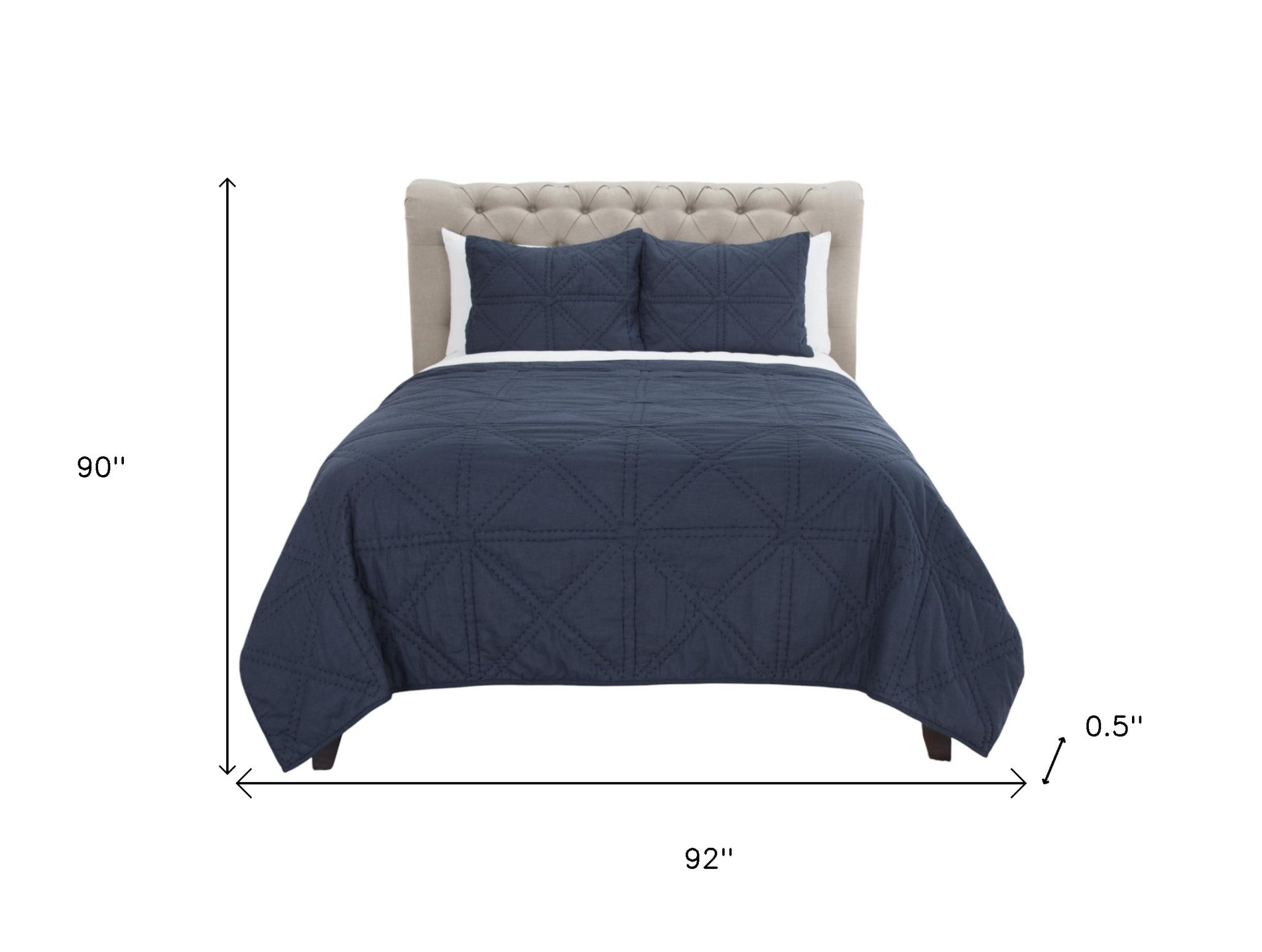 Indigo Geometric Queen Quilt - Bed & Bath