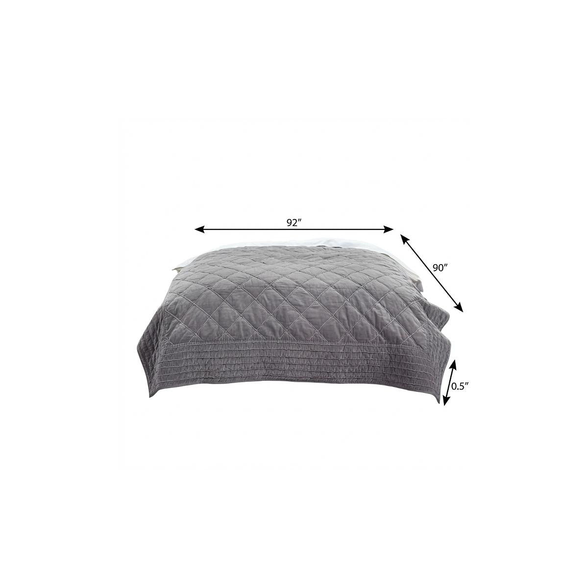 92" X 90" Gray Geometric Cotton Quilt - Bed & Bath