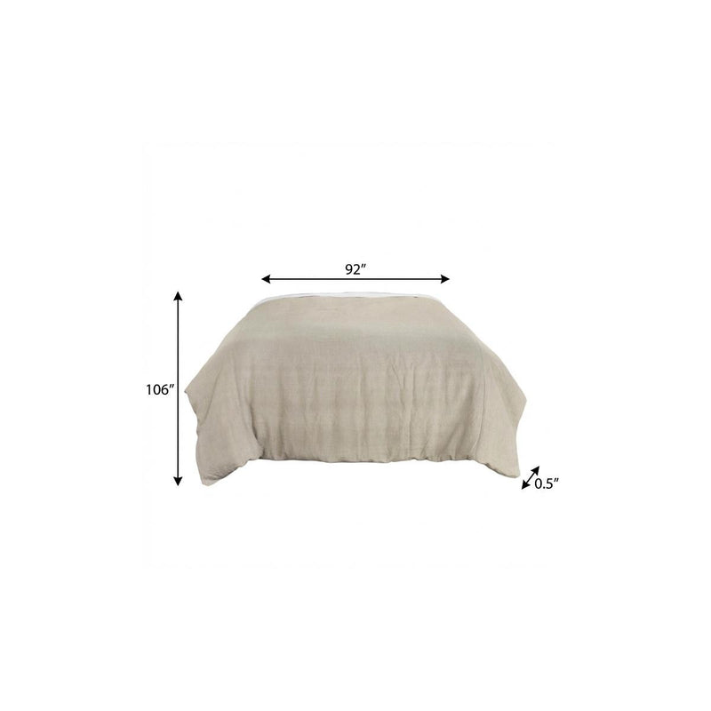 Light beige comforter with dimensions 92in wide x 106in long