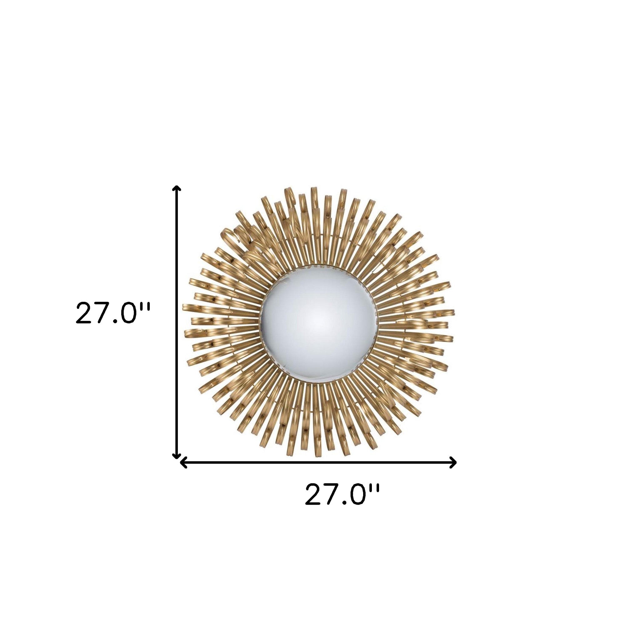 27" Gold Sunburst Iron Framed Accent Mirror - Bed & Bath