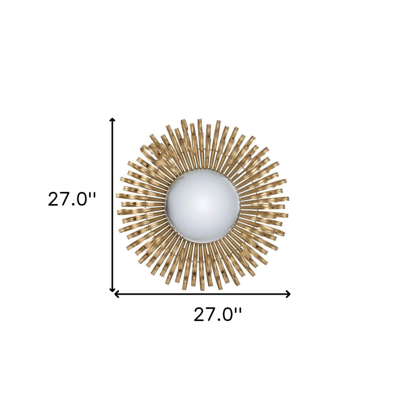 27" Gold Sunburst Iron Framed Accent Mirror - Bed & Bath