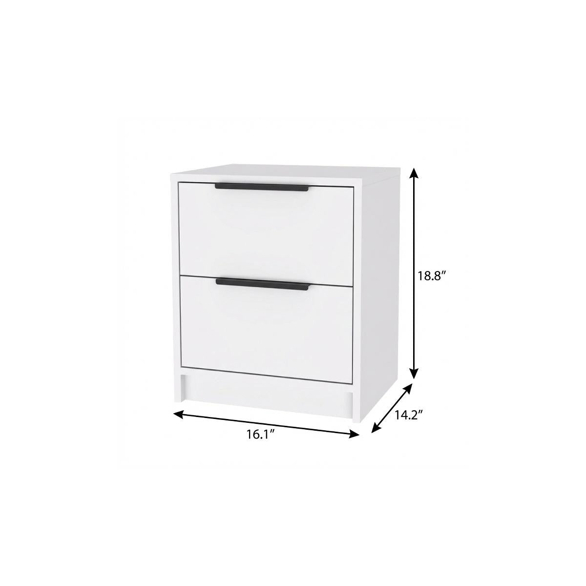 19" White Wood Two Drawer Nightstand - Bed & Bath