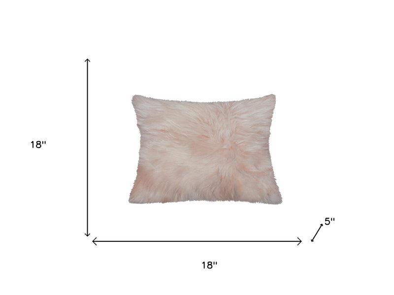 Set Of Two  Blush Natural Sheepskin Square Pillows - Home Decor