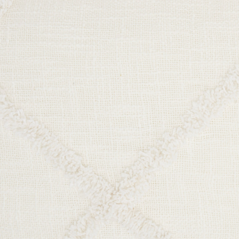 White Abstract  Shaggy Detail Lumbar Pillow - Home Decor