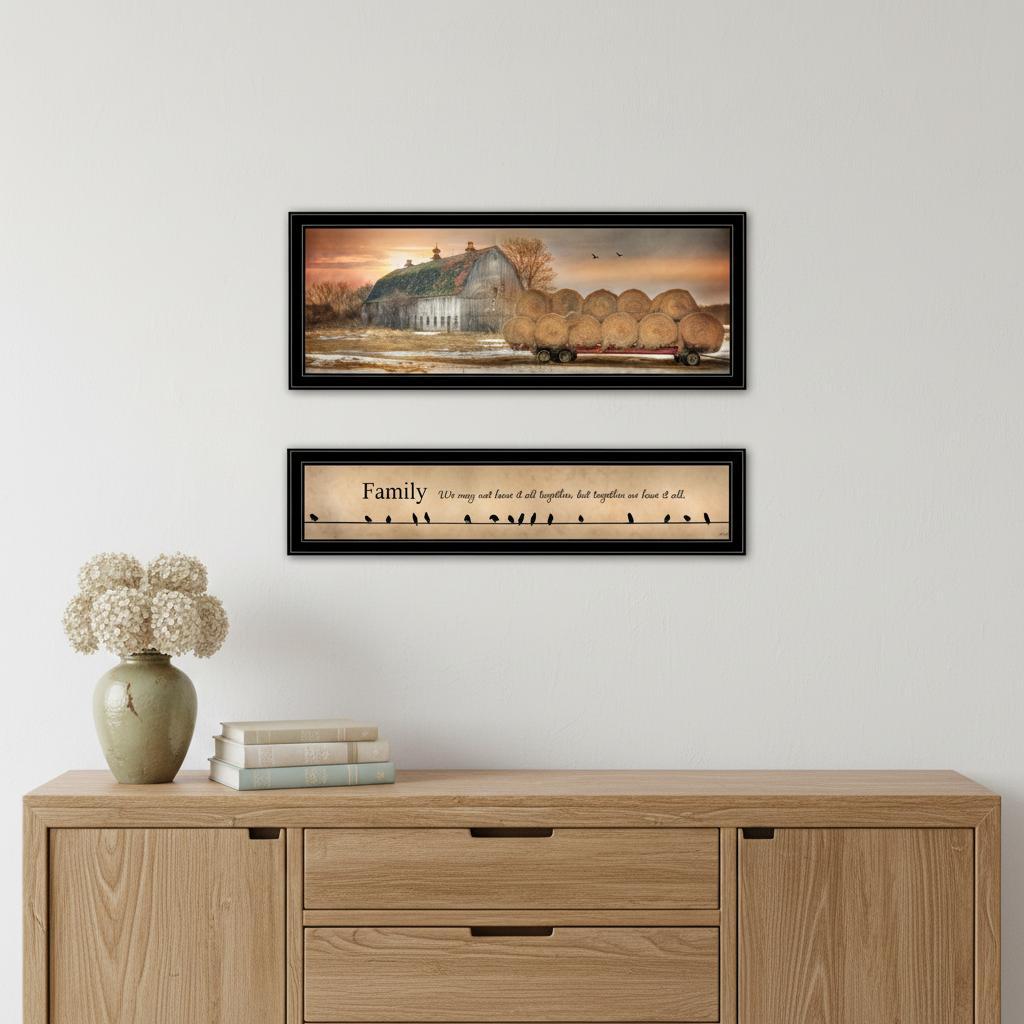 Set Of Two Together Blessed Black Framed Print Wall Art - Home Decor
