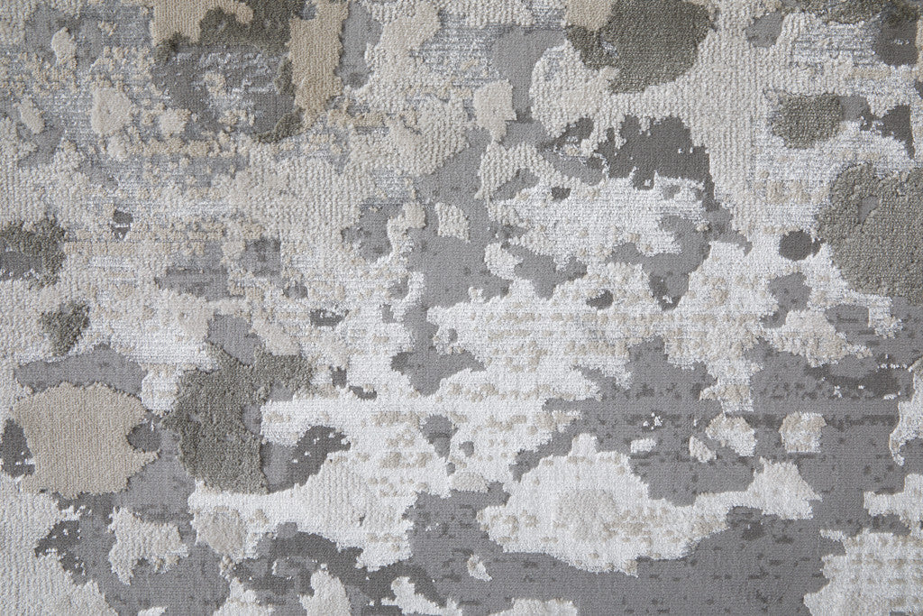 10' X 13' Silver Gray And White Abstract Stain Resistant Area Rug - Home & Garden
