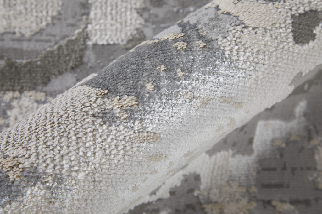 10' X 13' Silver Gray And White Abstract Stain Resistant Area Rug - Home & Garden