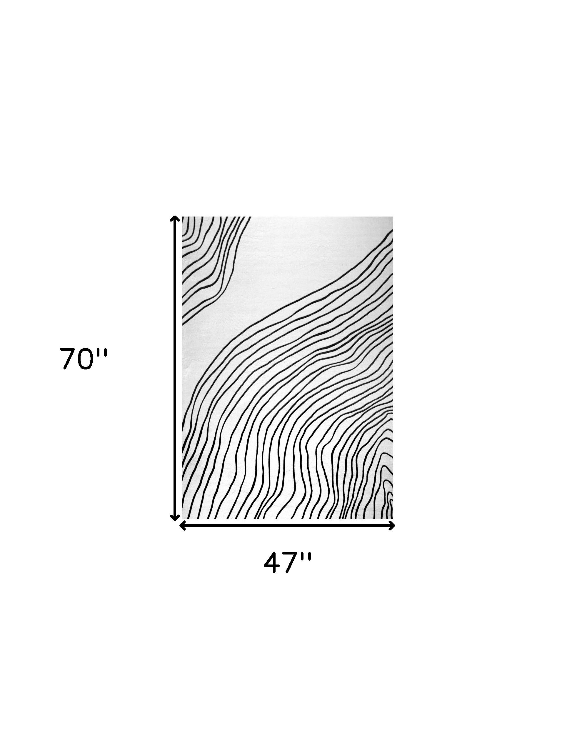 4' X 6' Black and White Abstract Area Rug - Home & Garden