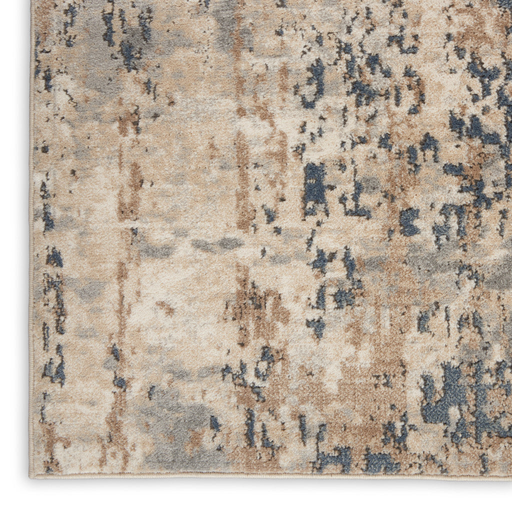 6' Beige And Gray Abstract Runner Rug - Home & Garden