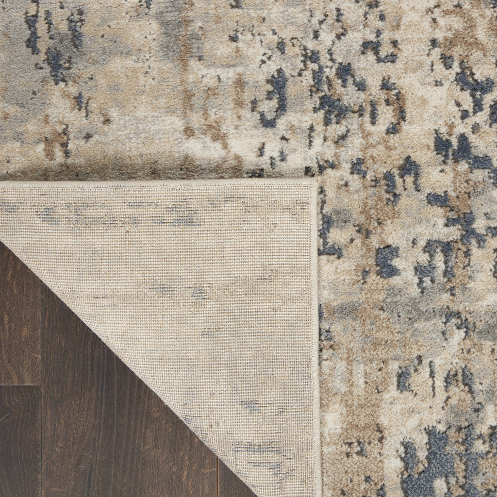 6' Beige And Gray Abstract Runner Rug - Home & Garden