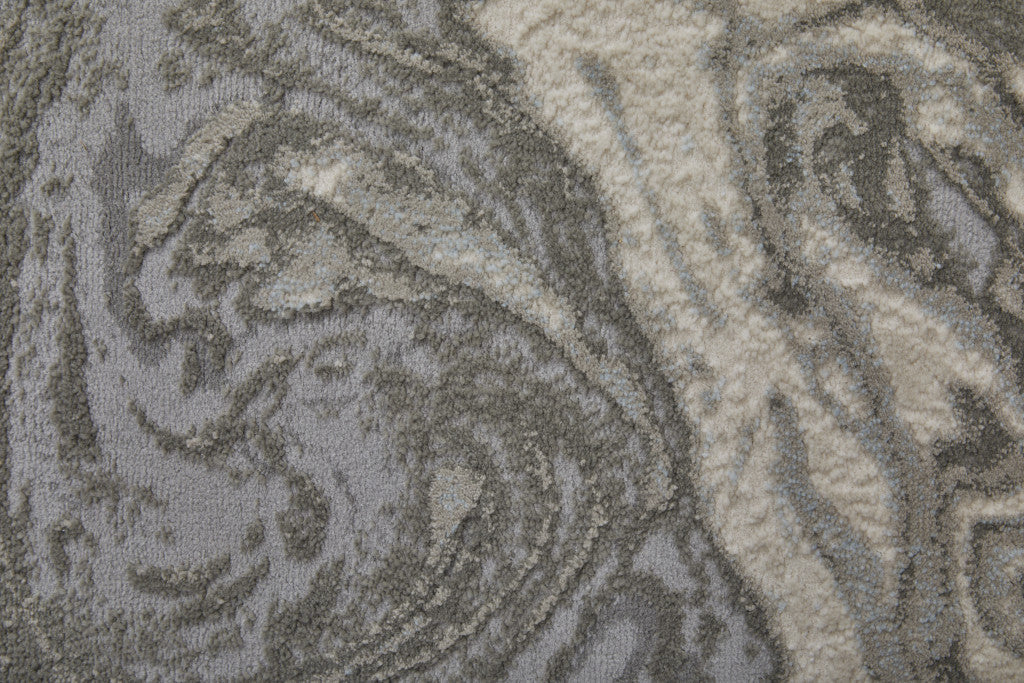2' X 3' Gray Ivory And Silver Abstract Area Rug - Home & Garden