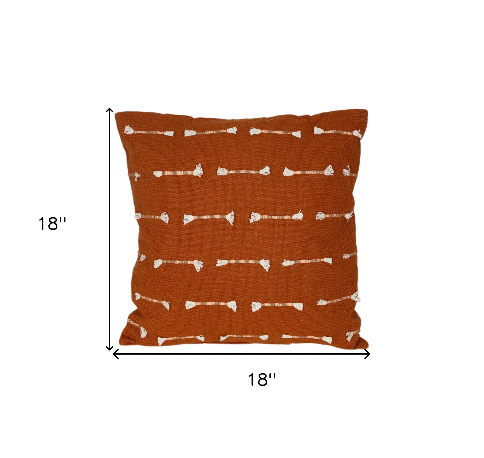 18" Terra Cotta Striped Cotton Throw Pillow With Texture - Home & Garden