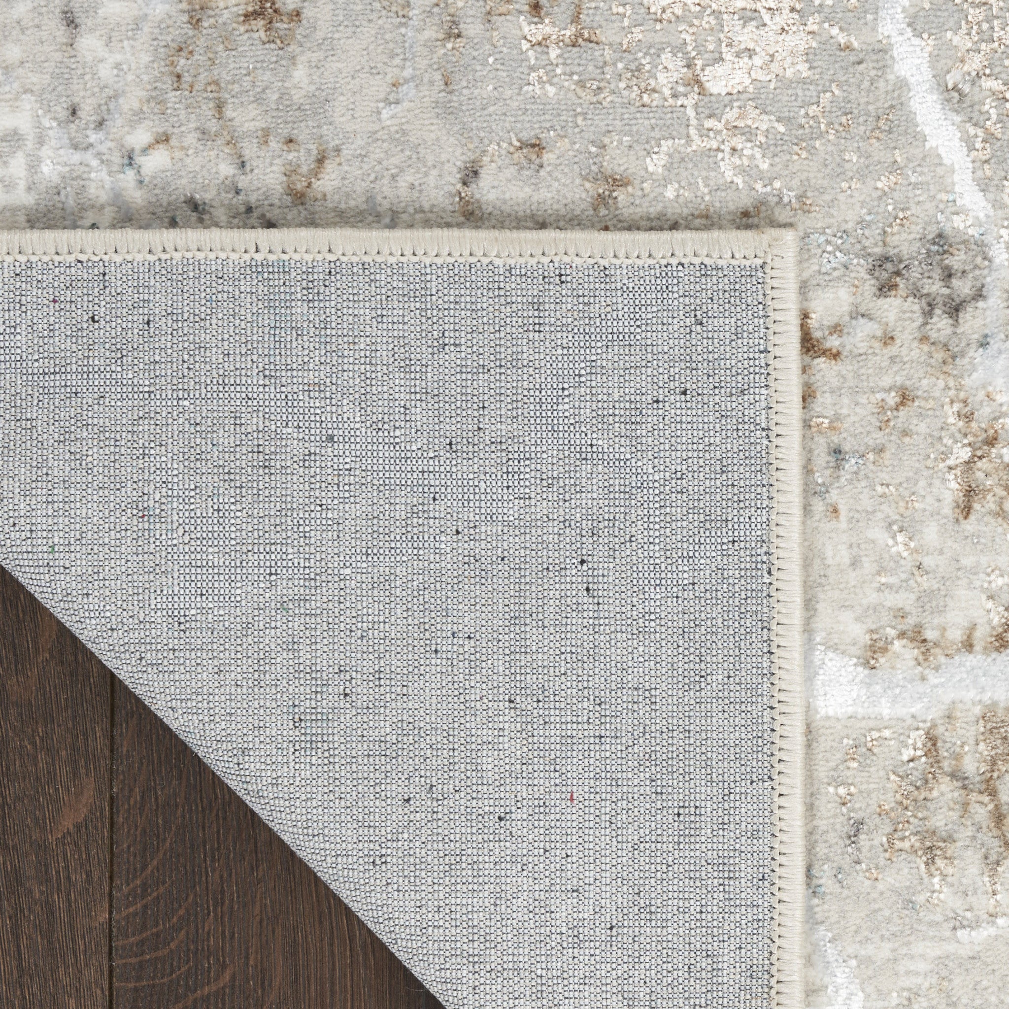 5' X 7' Ivory Gray and Brown Abstract Non Skid Area Rug - Home & Garden