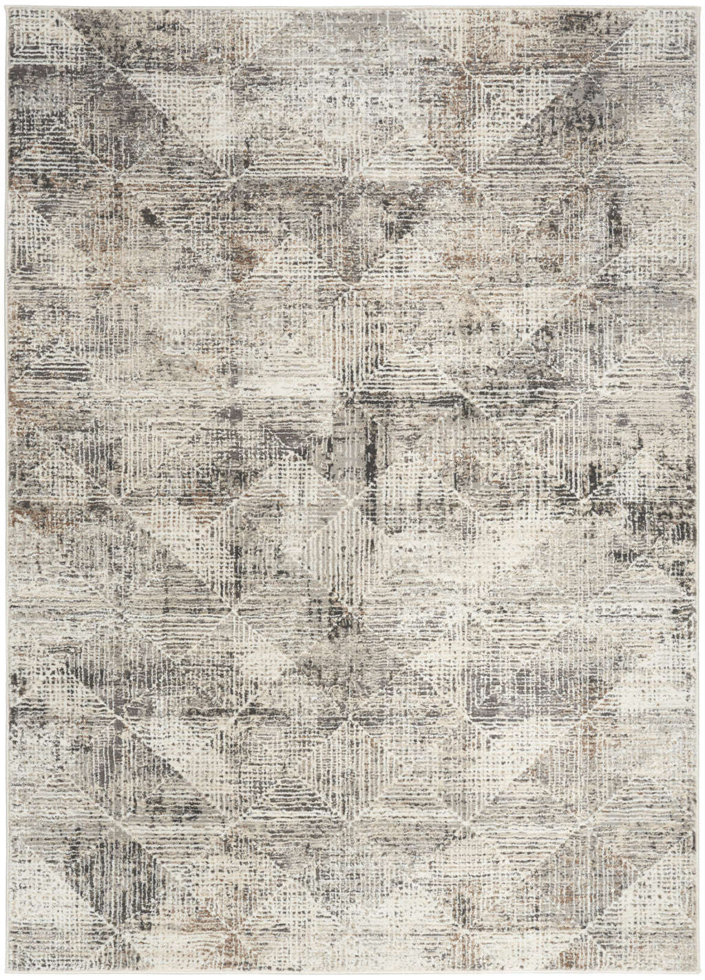 5' X 7' Ivory and Gray Abstract Non Skid Area Rug - Home & Garden