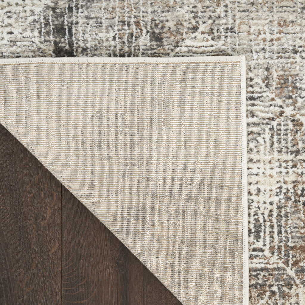 5' X 7' Ivory and Gray Abstract Non Skid Area Rug - Home & Garden