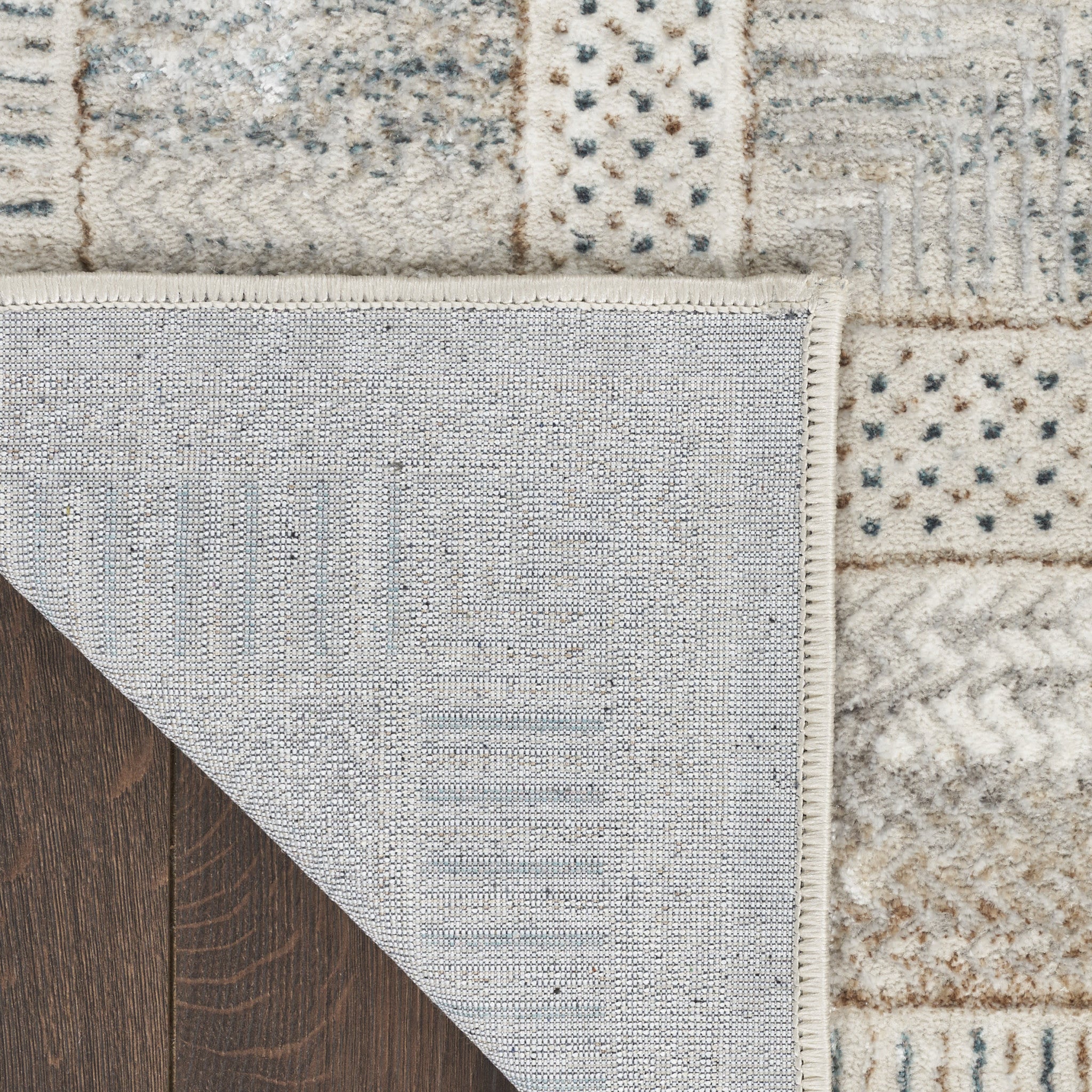 5' X 7' Ivory Blue and Gray Geometric Non Skid Area Rug - Home & Garden