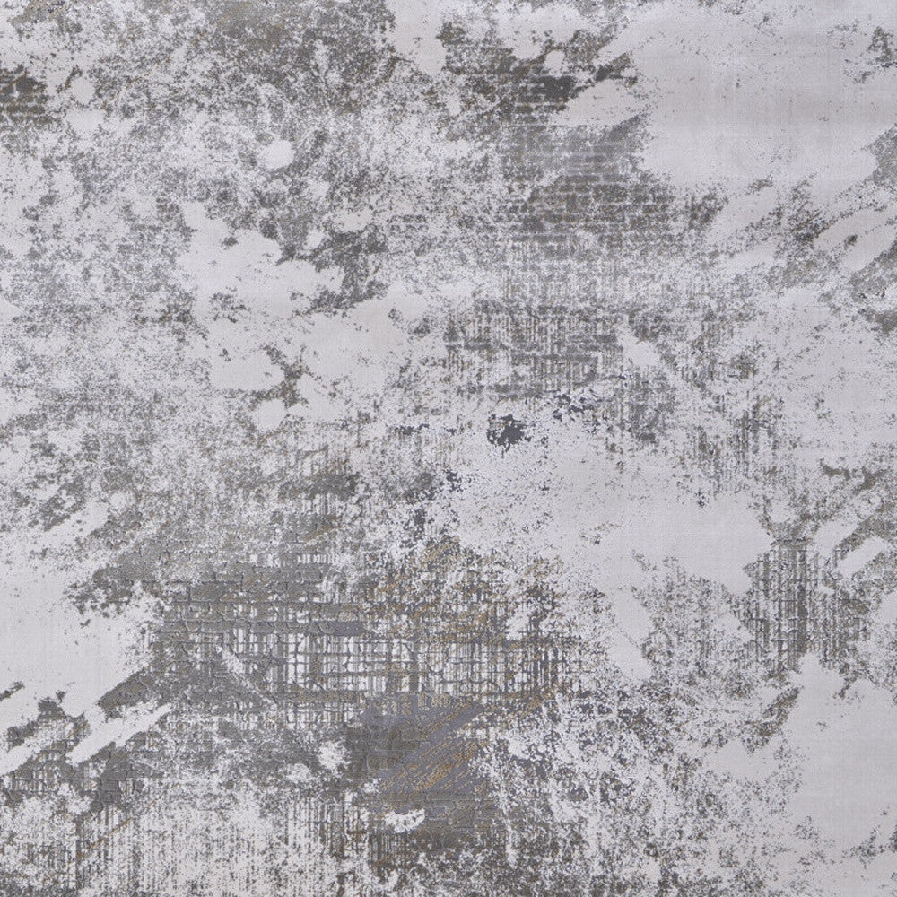 2' X 3' Gray and Silver Abstract Power Loom Worn Faded Area Rug - Home & Garden