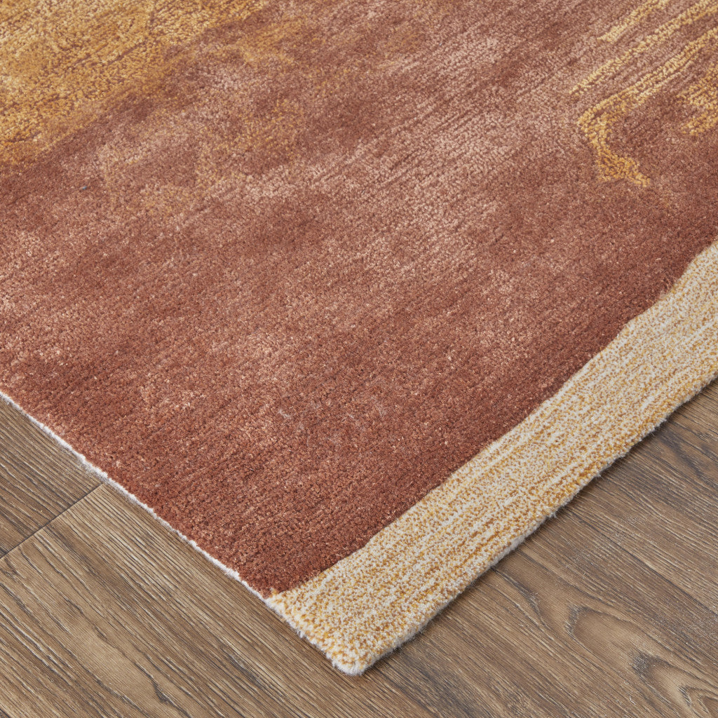 5' X 8' Ivory Red and Orange Abstract Hand Tufted Area Rug - Home & Garden