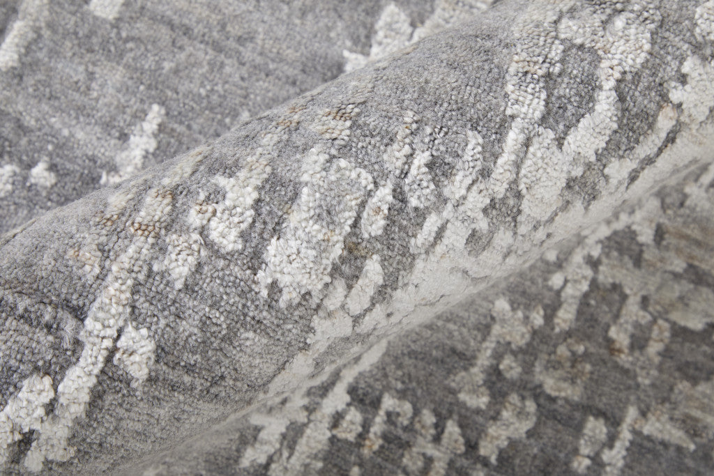 2' X 3' Gray and Silver Abstract Hand Woven Worn Faded Area Rug - Home & Garden