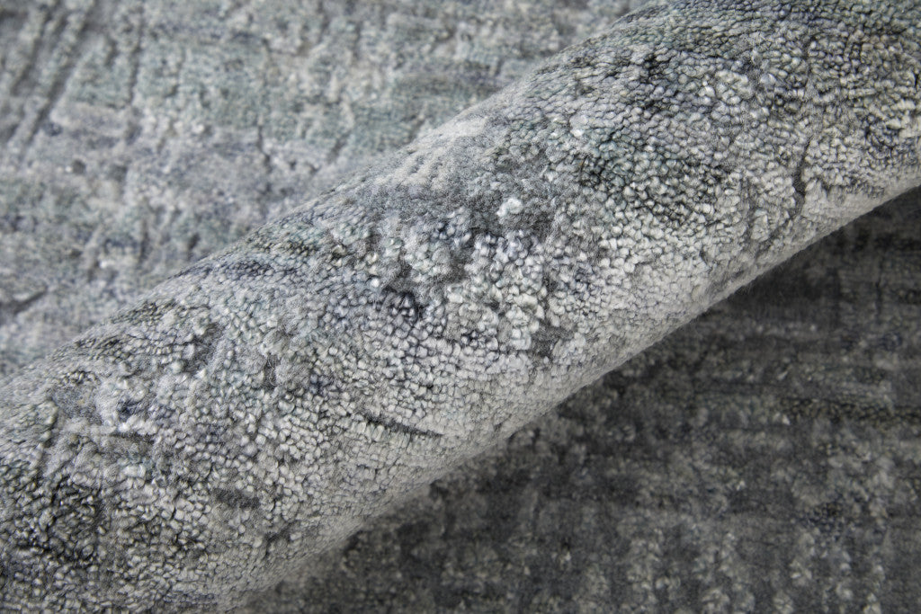 2' X 3' Gray and Silver Abstract Hand Woven Worn Faded Area Rug - Home & Garden