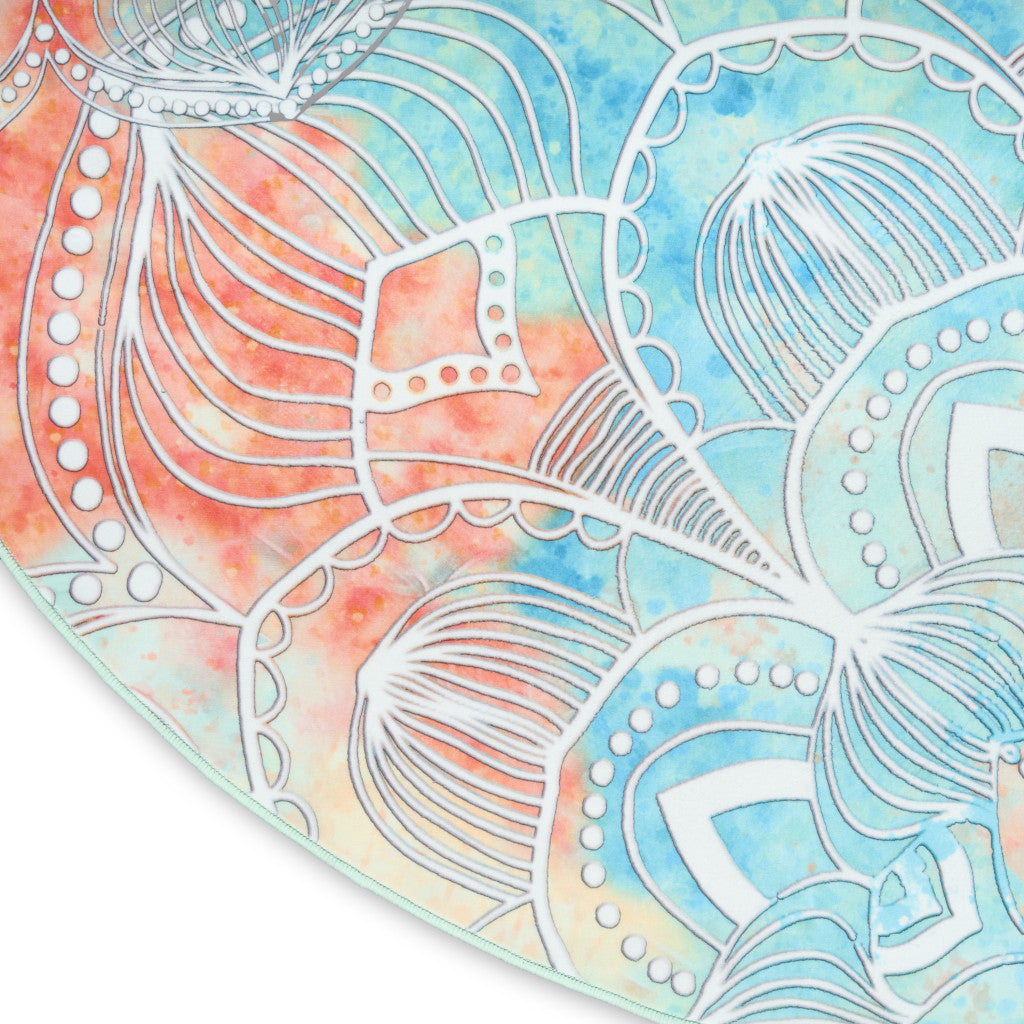 5' Blue Floral Flatweave Round Rug - Home & Garden