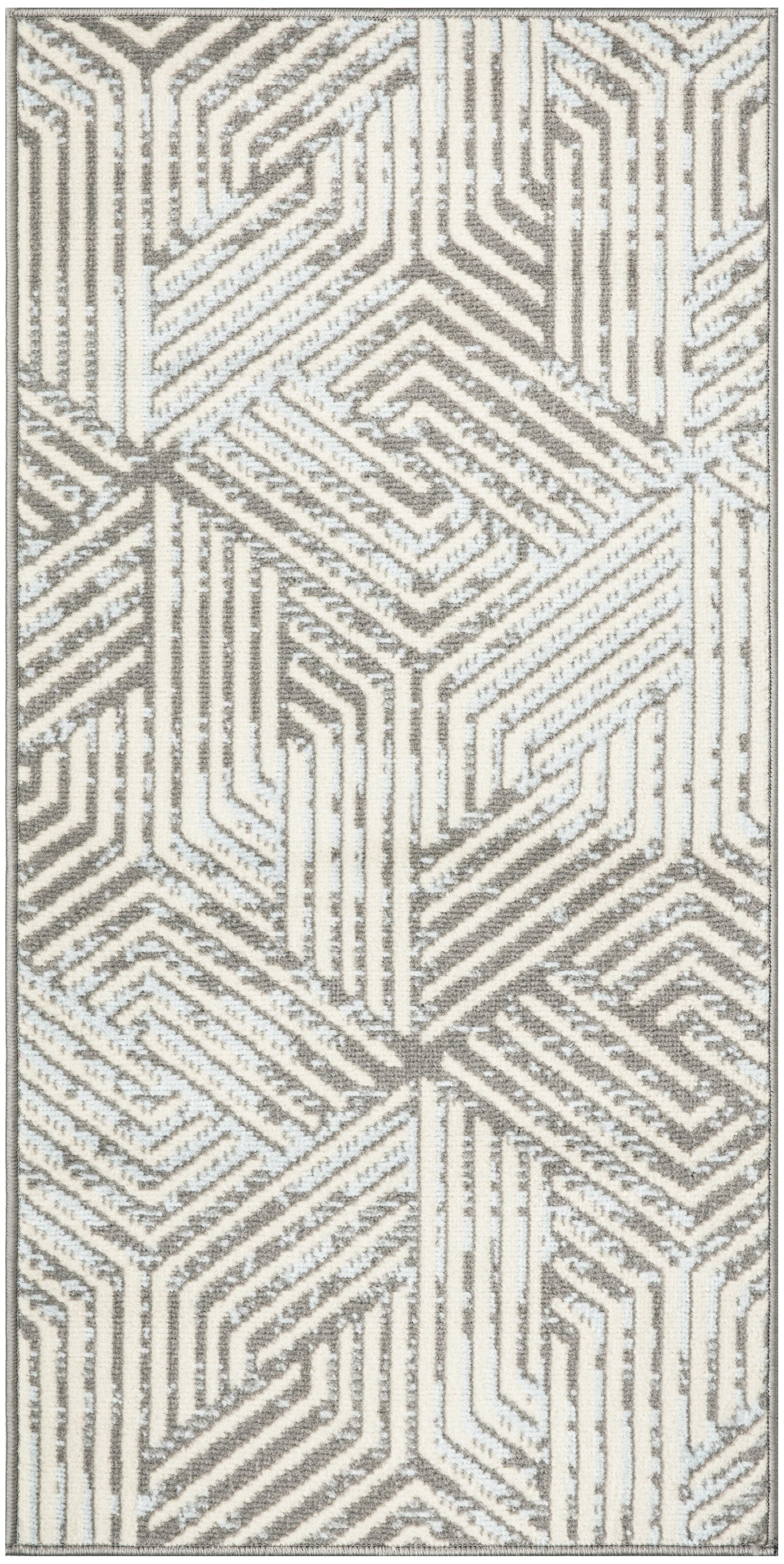 3' X 5' Gray Geometric Power Loom Area Rug - Home & Garden