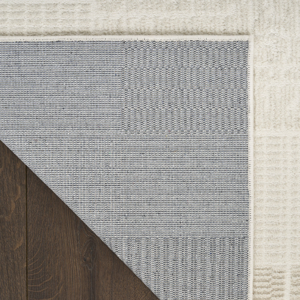 6' Ivory And Light Taupe Geometric Runner Rug - Home & Garden