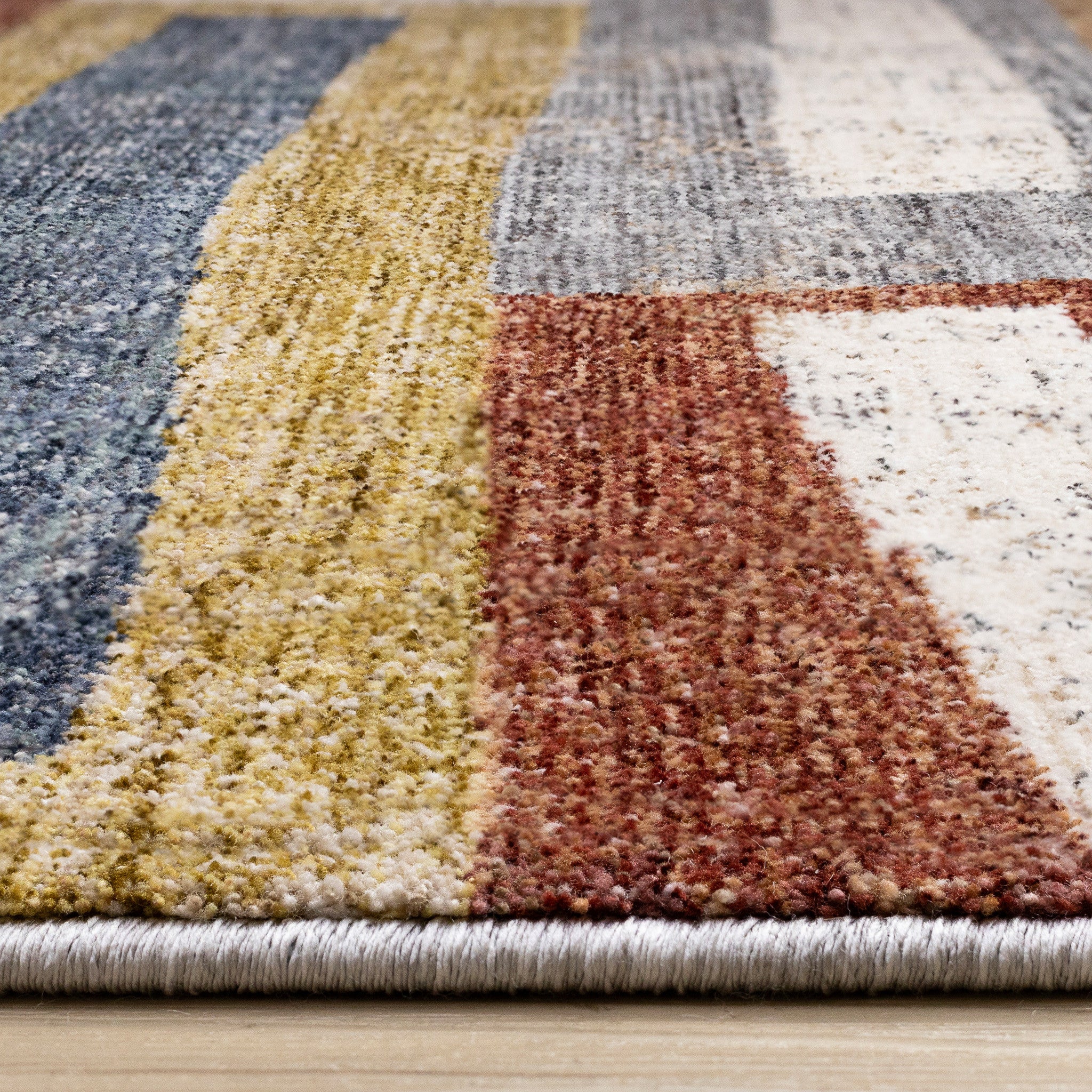 8' X 10' Orange Blue And Beige Geometric Area Rug - Home & Garden