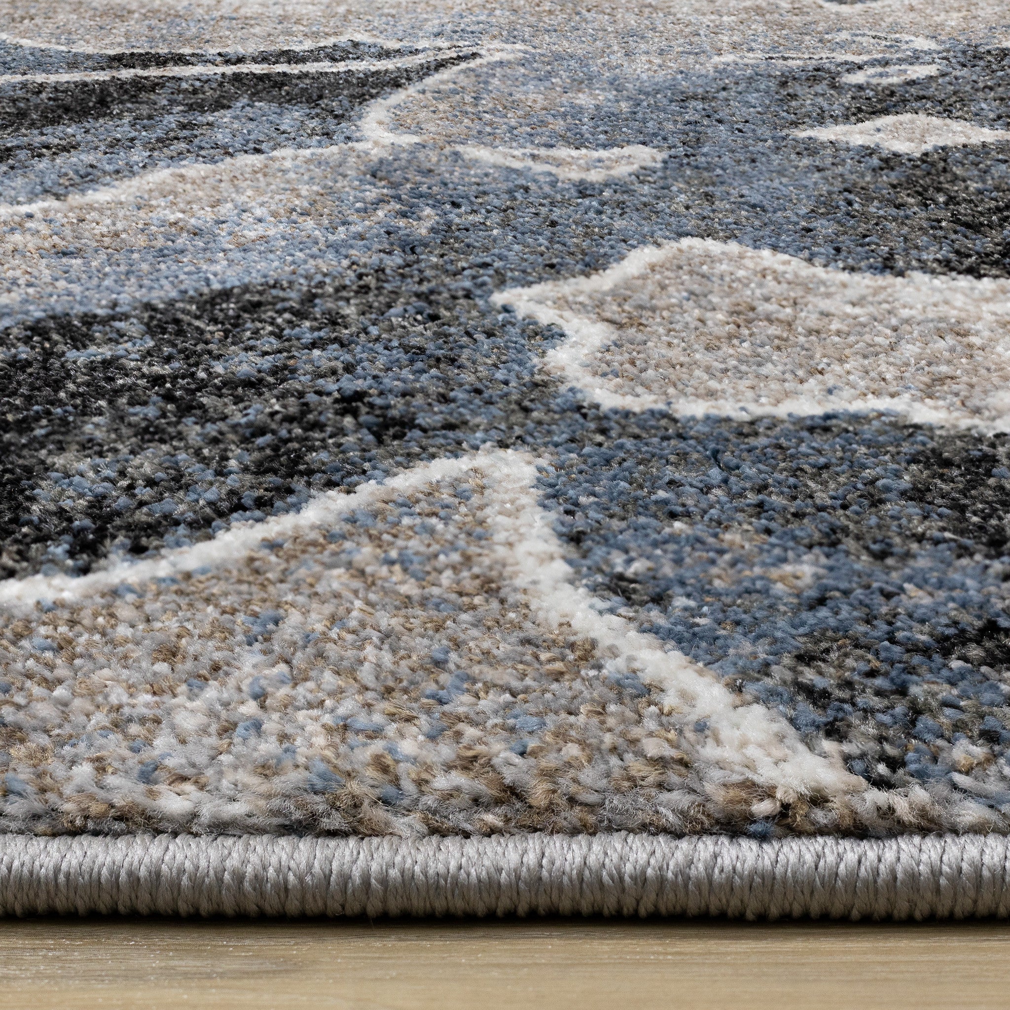8' Blue Cream And Black Botanical Leaves Runner Rug - Home & Garden