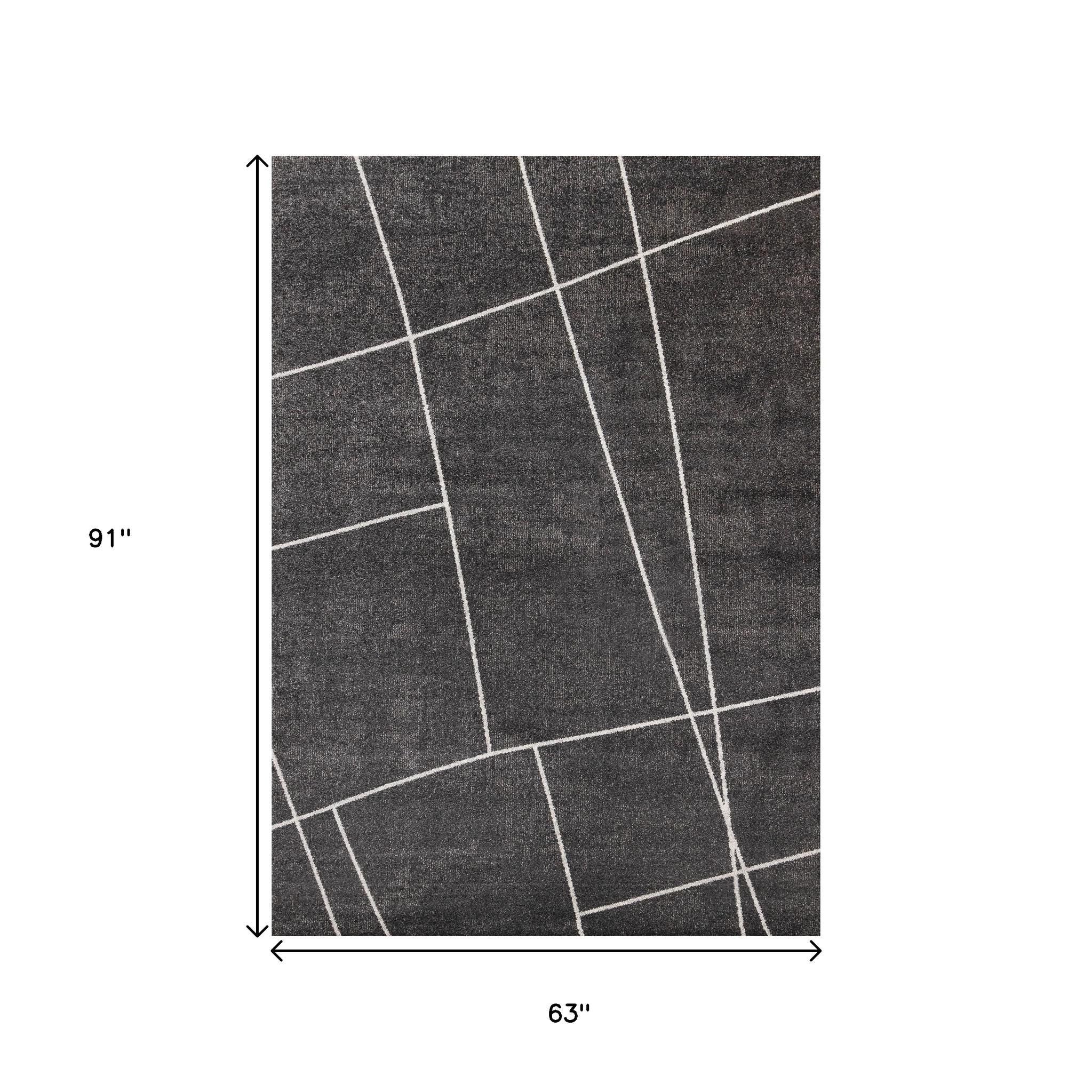5' X 8' Gray And White Abstract Area Rug - Home & Garden