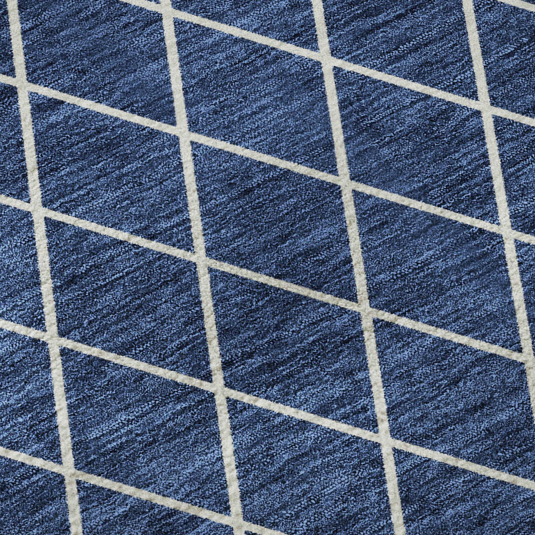 10' X 14' Navy Blue And Ivory Geometric Washable Area Rug With UV Protection - Home & Garden