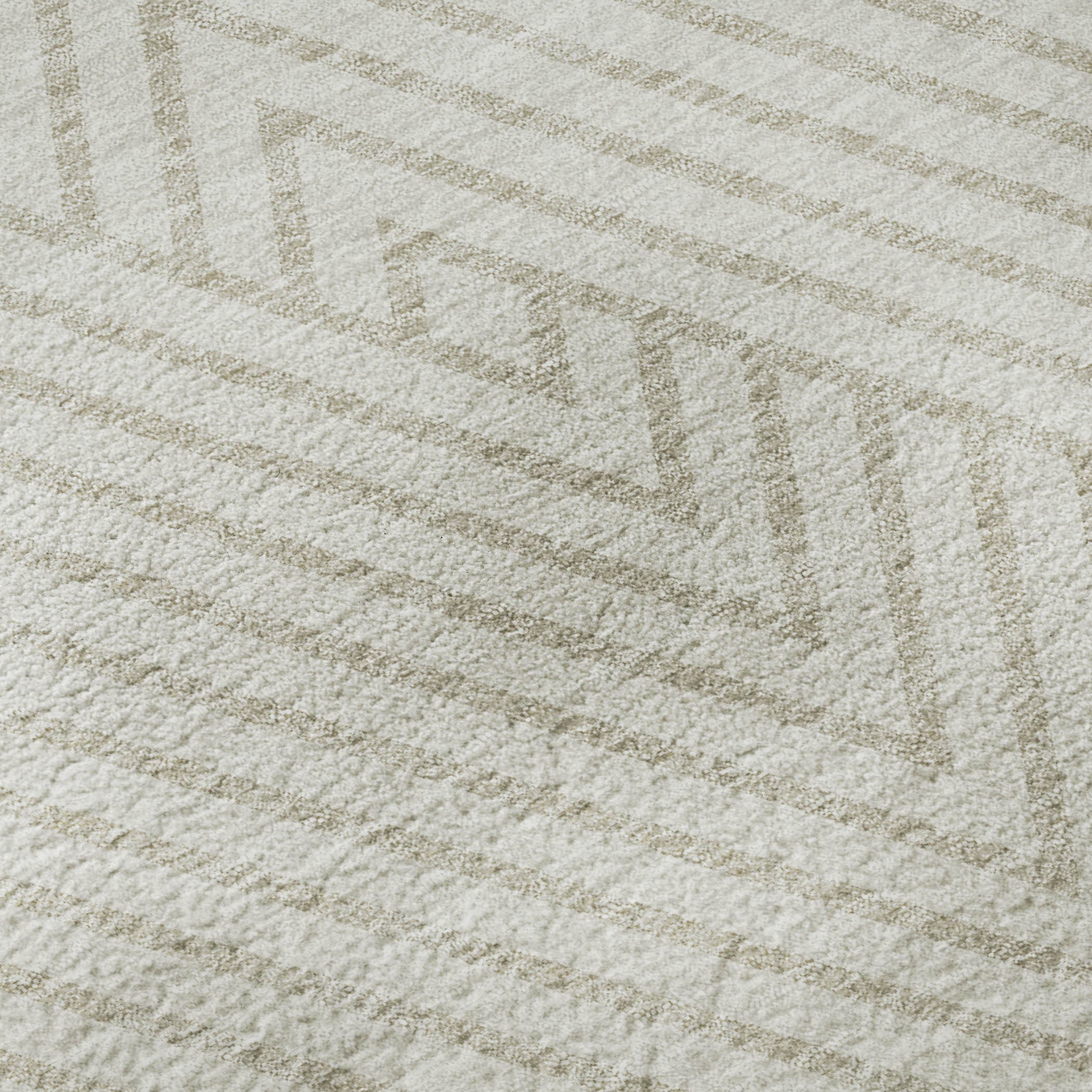 10' X 14' Ivory And Beige Geometric Washable Area Rug With UV Protection - Home & Garden