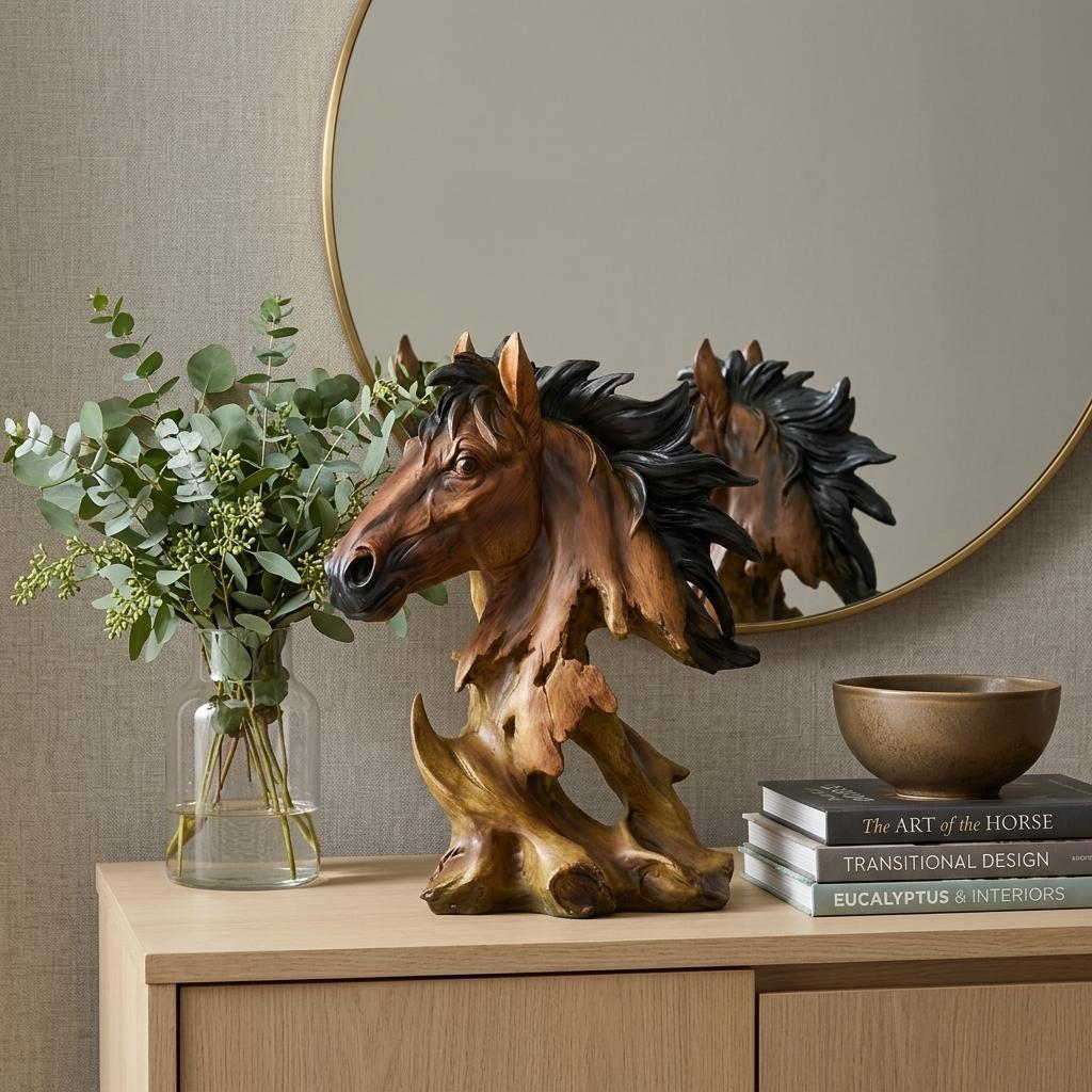 11" Antiqued Bronze And Black Polyresin Horse Tabletop Sculpture - Home & Garden