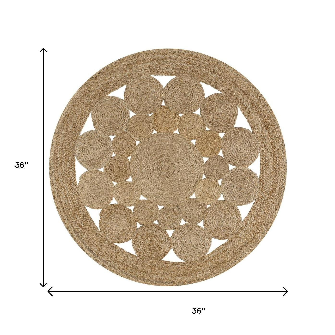 3' Natural Jute Round Rug - Home & Garden