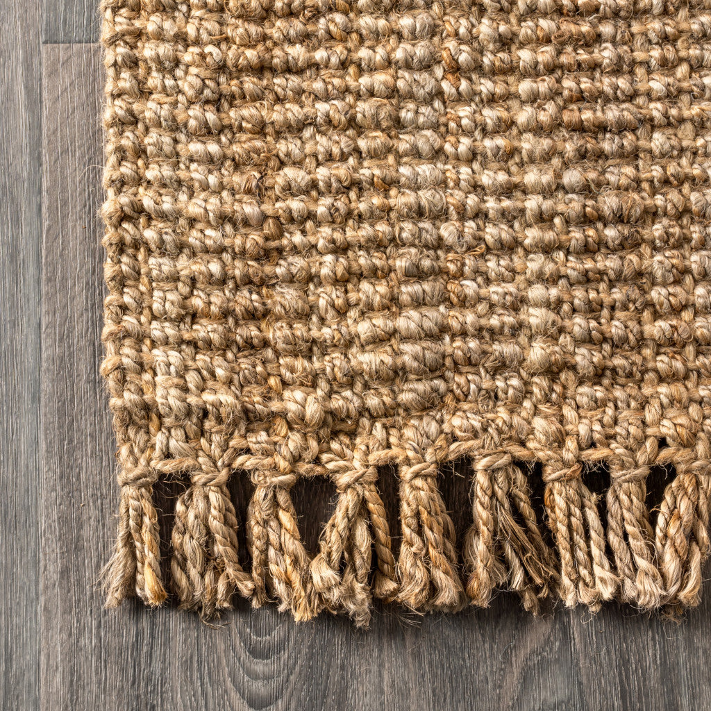 10' Natural Jute Handmade Runner Rug With Fringe - Home & Garden