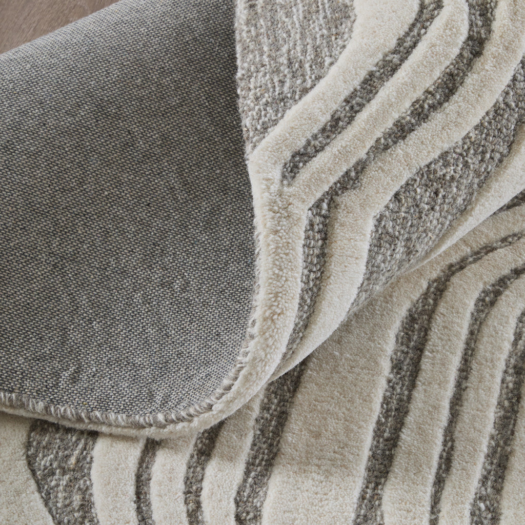 2' X 3' Blue And Ivory Wool Abstract Hand Tufted Area Rug - Home & Garden