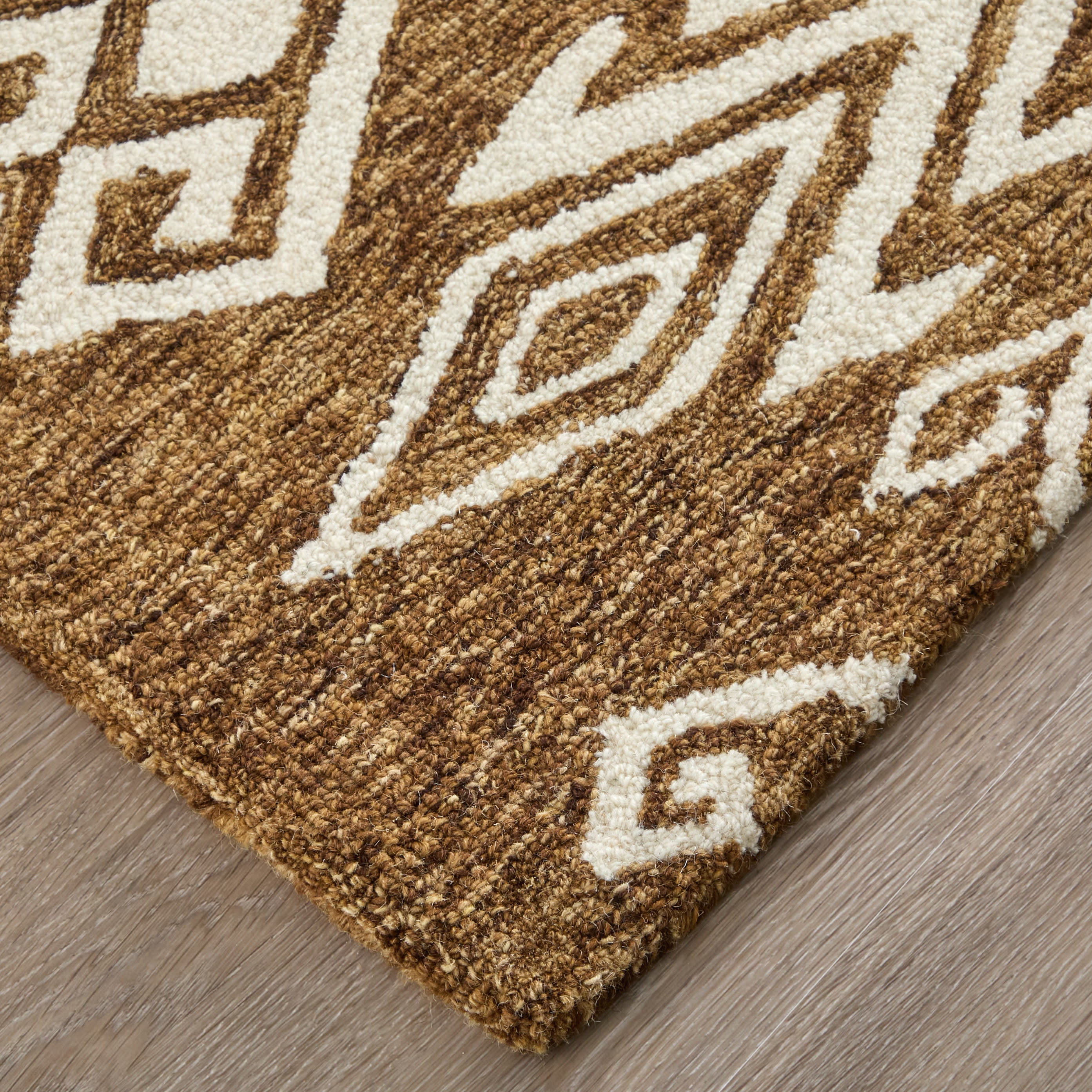 2' X 3' Brown And White Wool Oriental Hand Tufted Area Rug - Home & Garden