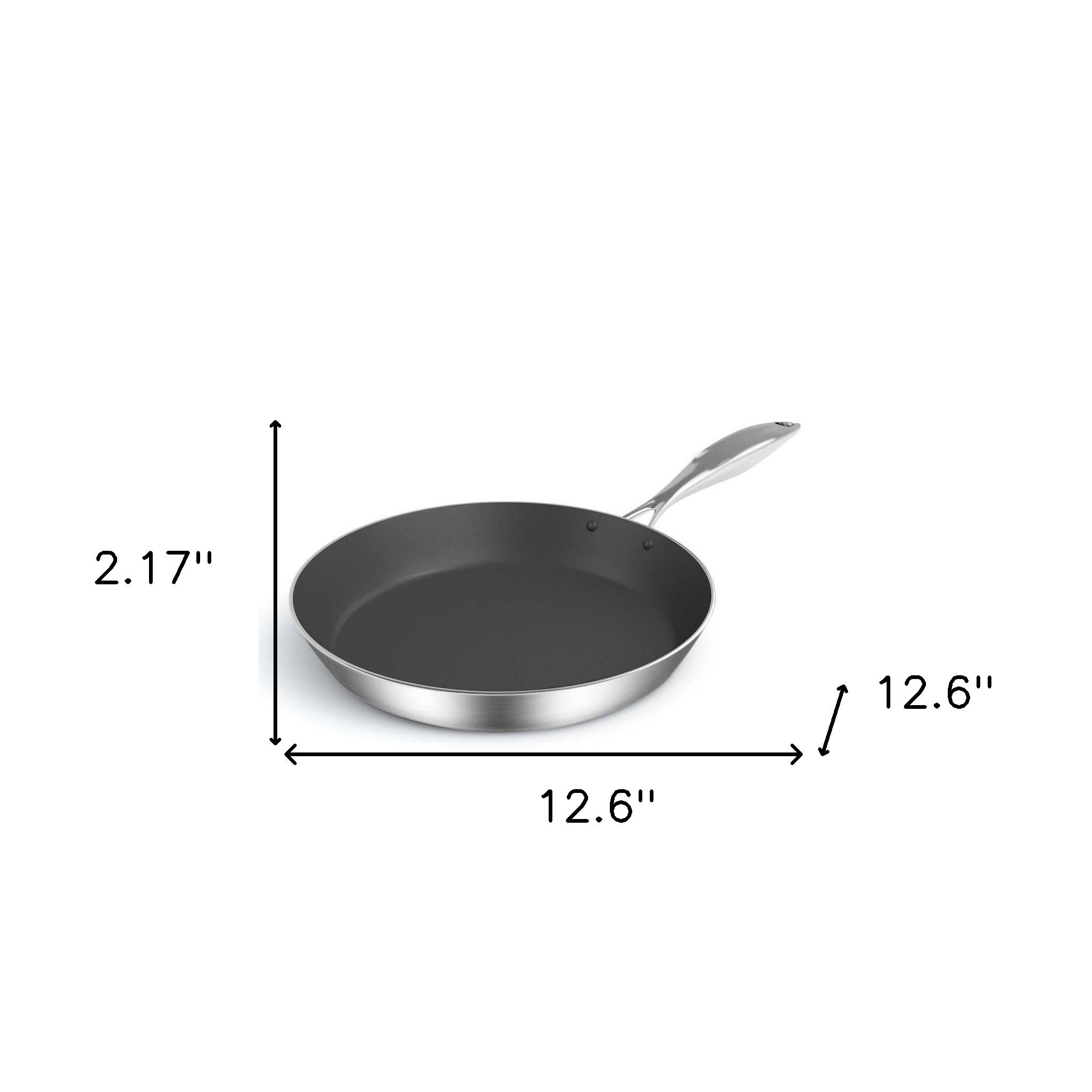 13" Black And Silver Stainless Steel Frying Pan - Kitchen & Dining