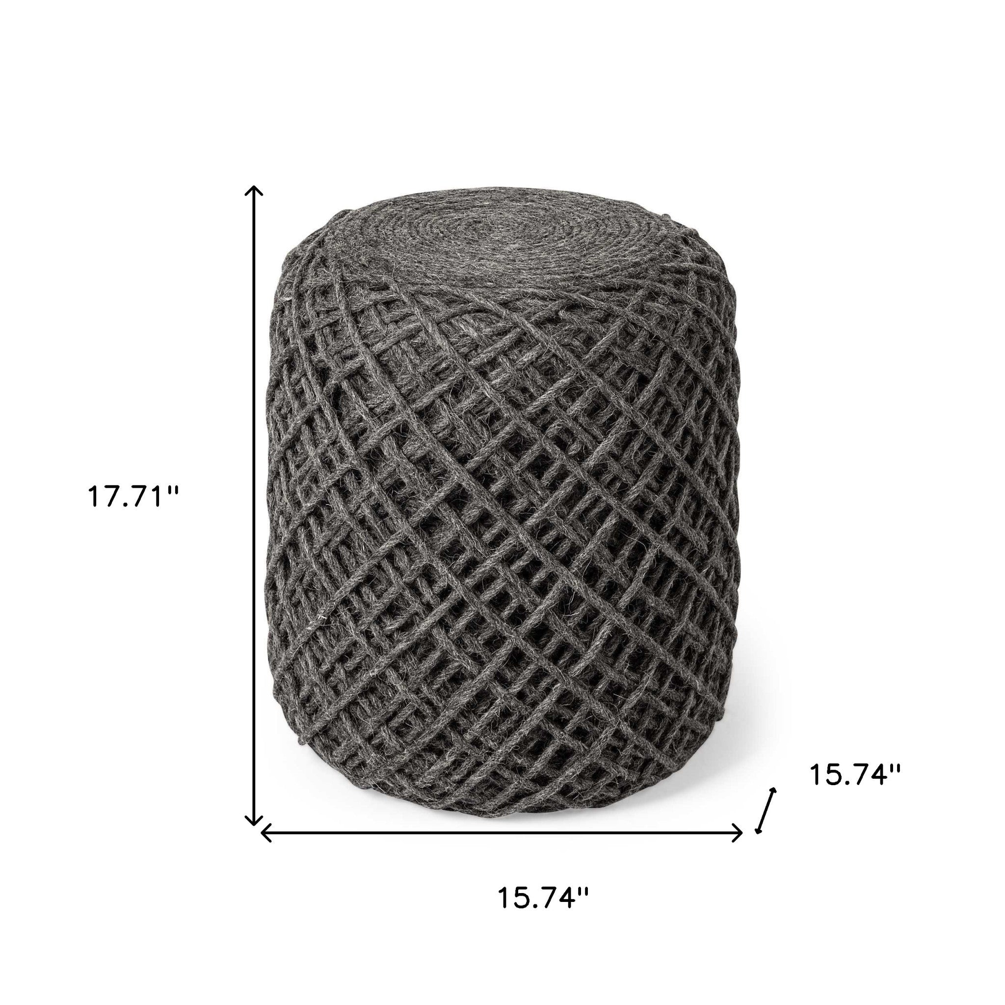 16" Gray Upholstery Cylinder Abstract Pouf Ottoman - Living Room