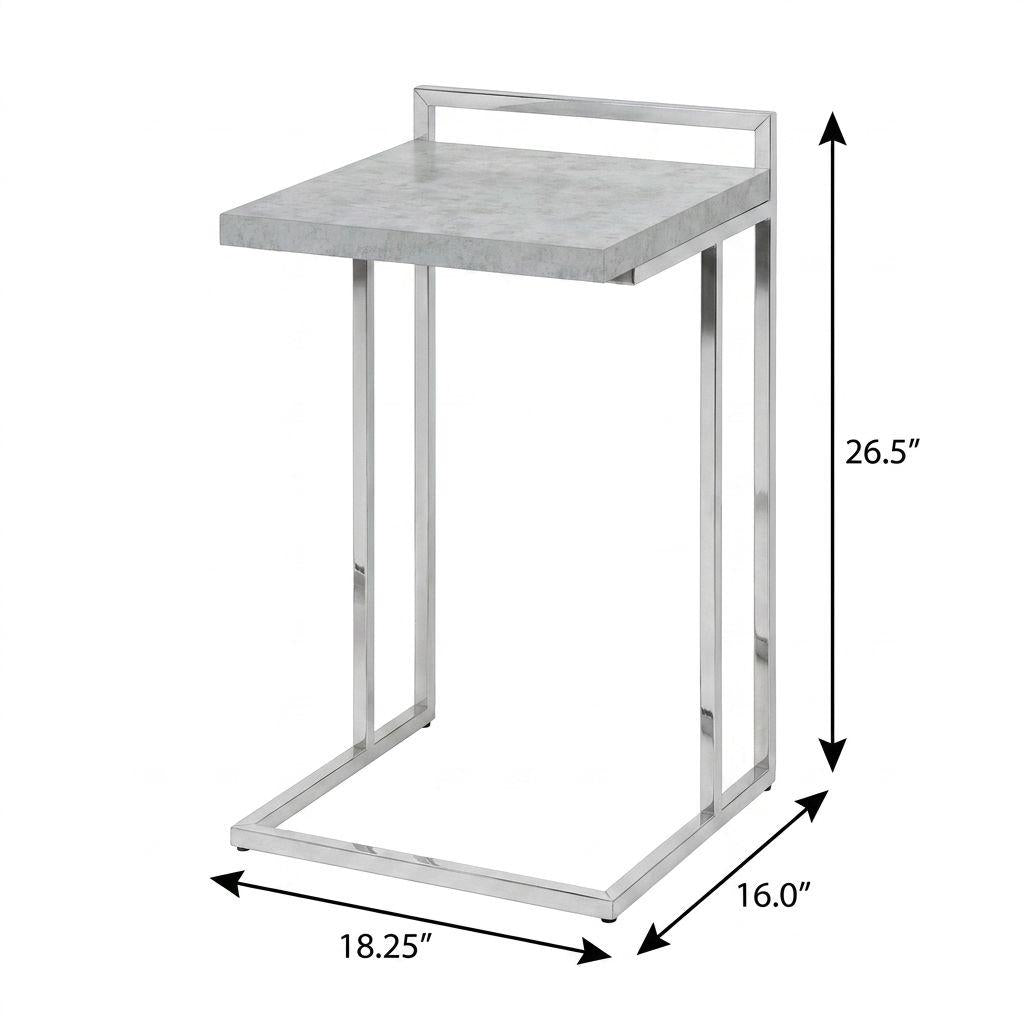27" Gray and Silver Wood and Iron End Table - Living Room