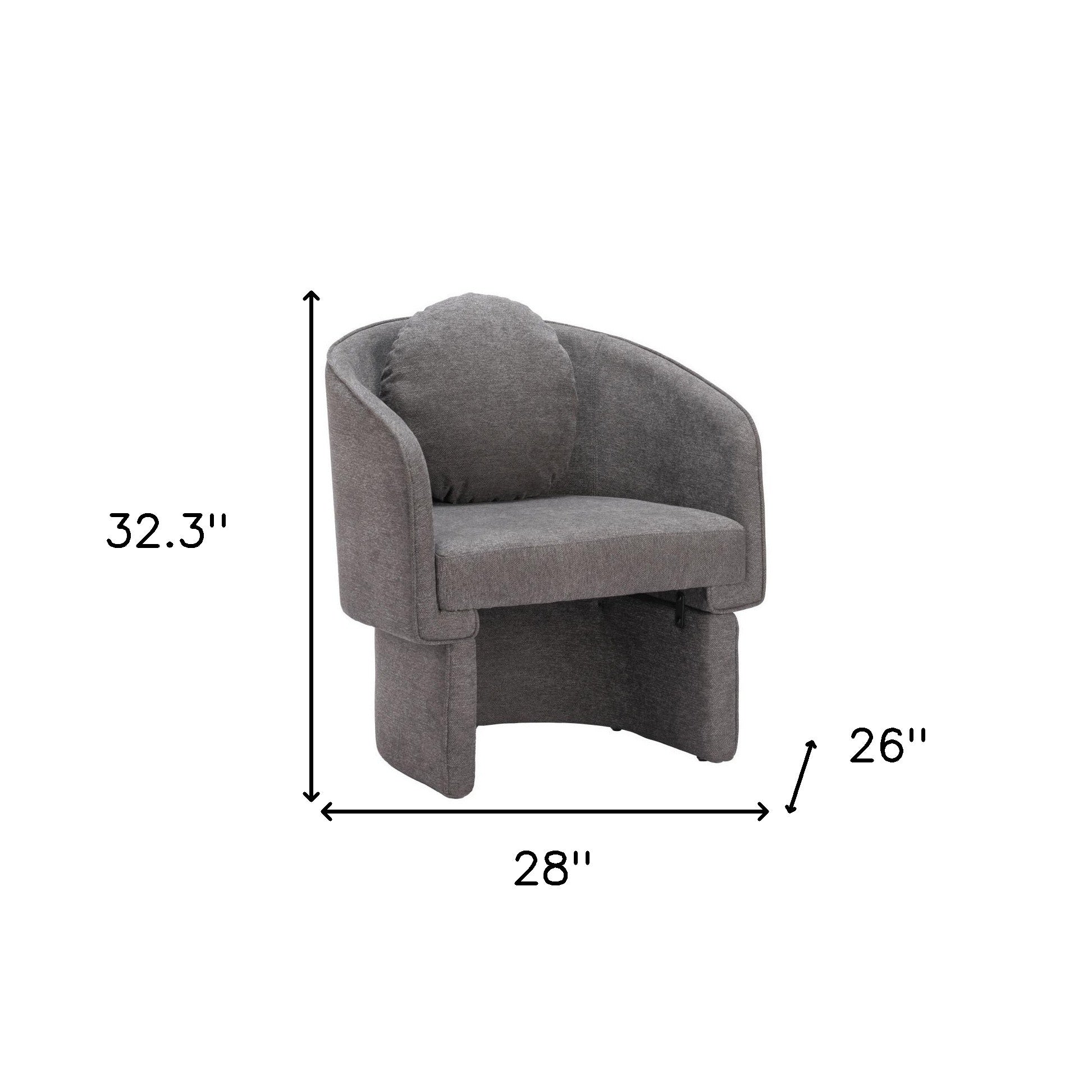 28" Gray Upholstered Club Chair And Toss Pillow - Living Room