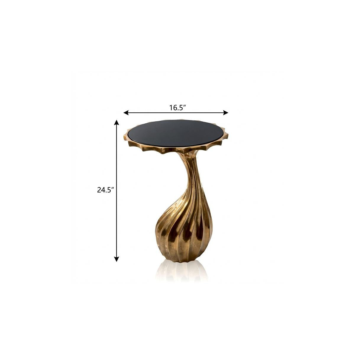25" Gold And Black Aluminum And Granite Round Abstract End Table - Living Room