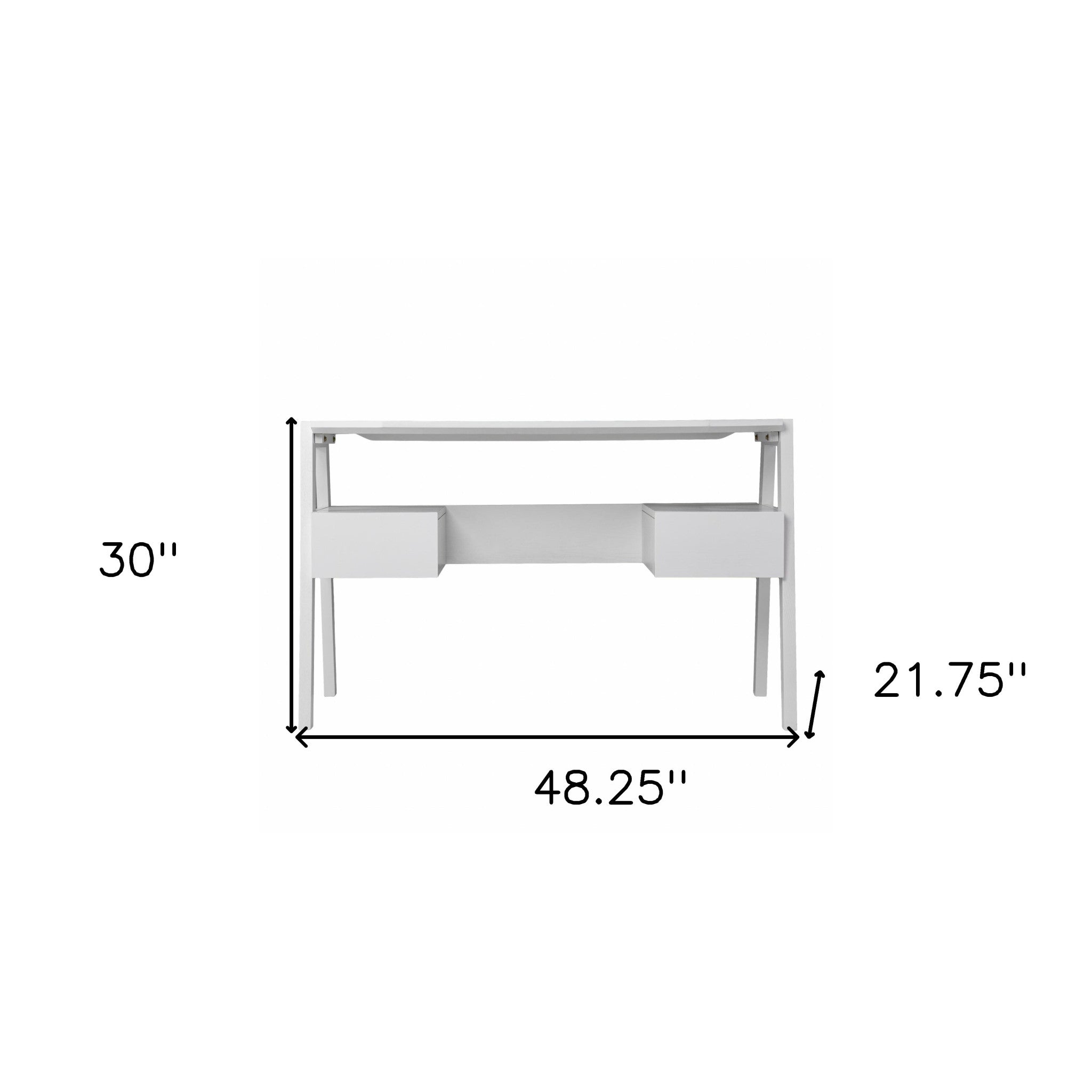 48" White Wood With Two Drawers - Office