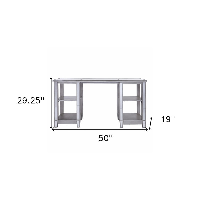 50" Silver Wood Mirrored - Office