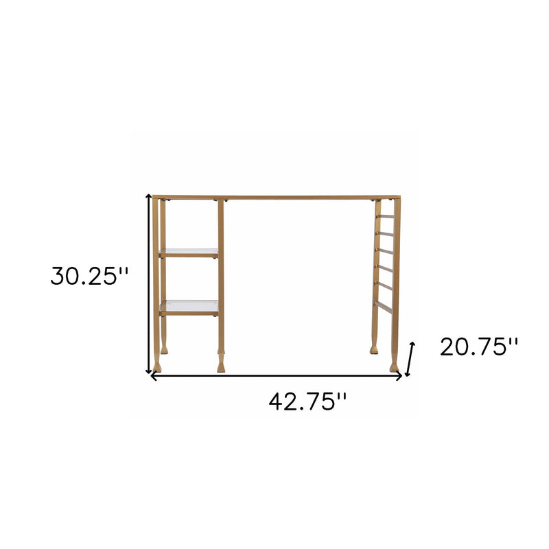 43" Clear and Gold Glass Writing Desk - Office