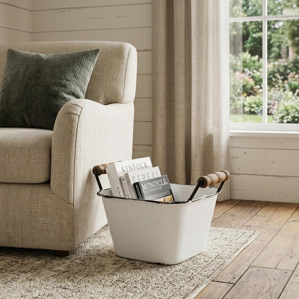 6" White Stackable Metal Bucket - Office